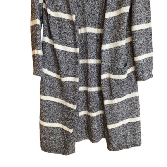 NWOT TALBOTS Stripe Open Front Long Cardigan Duster Blue White Sz Medium NWOT - Picture 9 of 11